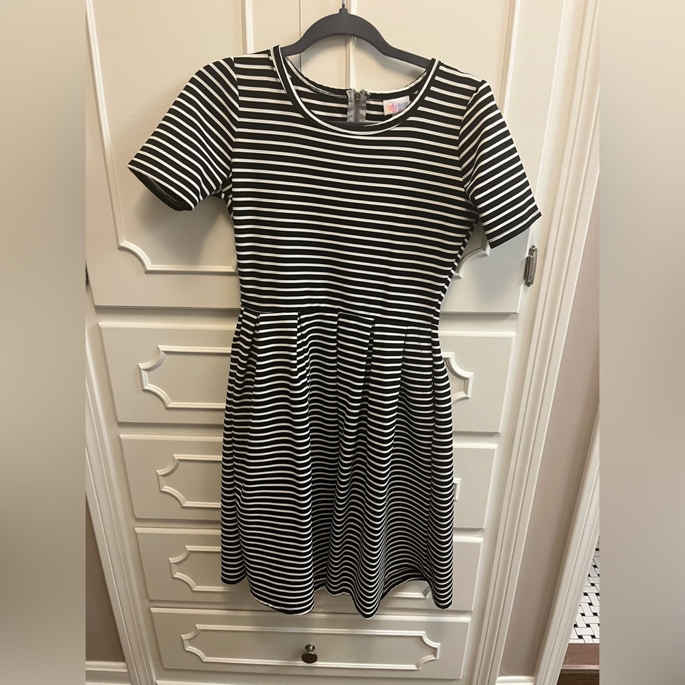 Black and white strip LuLaRoe dress